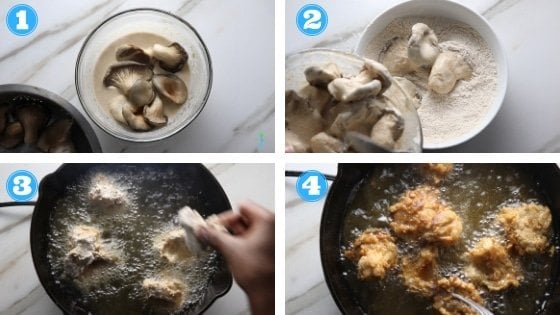 fried oyster mushroom steps