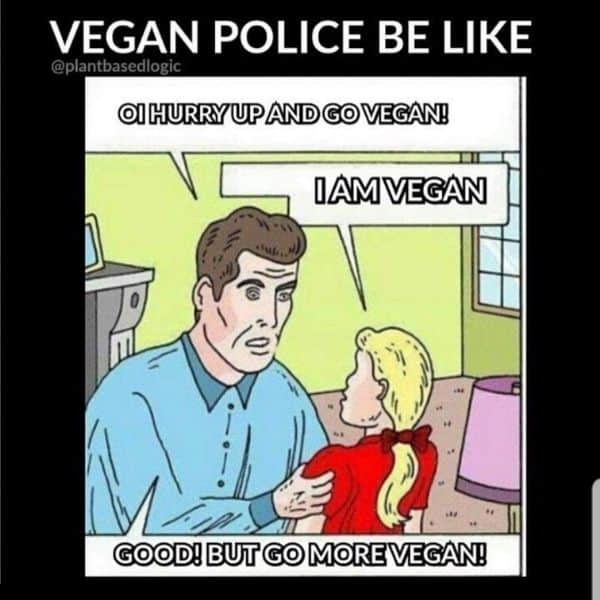 a funny meme making fun of the "vegan police"