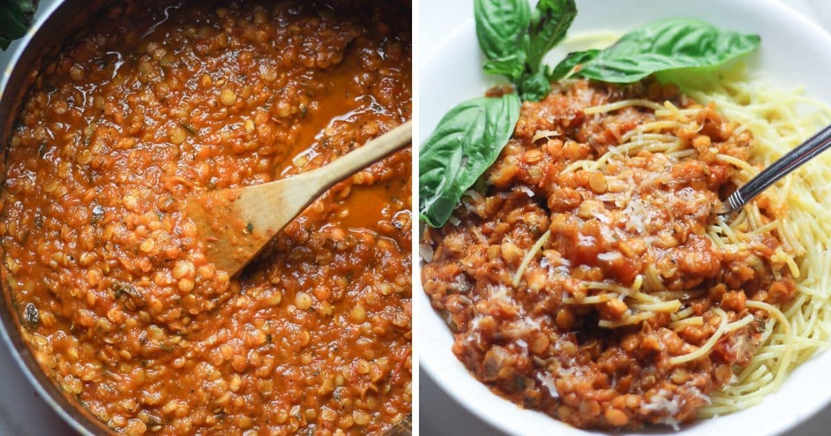Homemade Red Lentil Bolognese (With Fresh Tomatoes!) Vegan With Curves