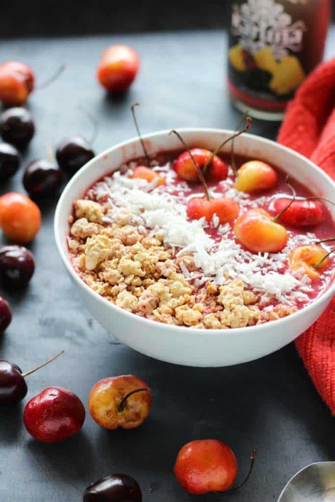 cherry vegan smoothie bowl