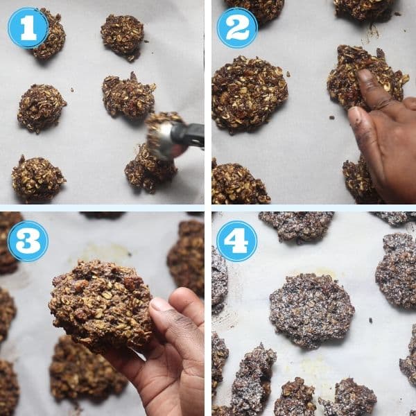 ginger oatmeal cookies step by step grid photos of forming the cookies and baking them