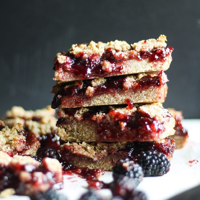 blackberry bars stacked on top of each other