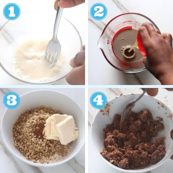 step by step photos of making crust to go on top of muffins