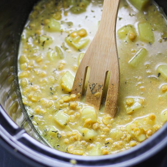 Crockpot Vegan Yellow Split Pea Soup-image