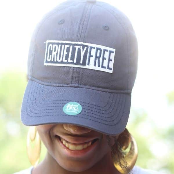 picture of Gina Marie wearing a Cruelty Free hat