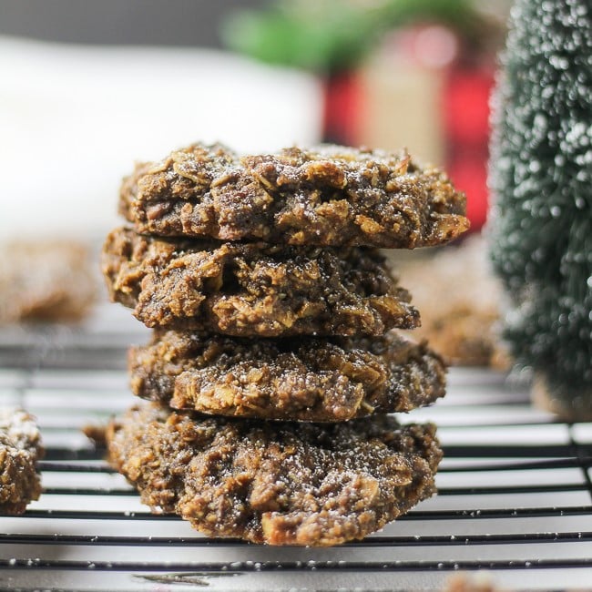 ginger oatmeal cookies stacked on top of each other
