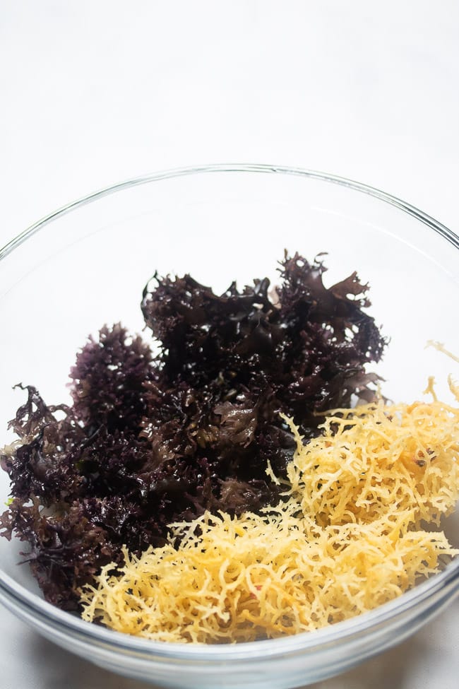 Irish Moss and Sea Moss in a glass bowl