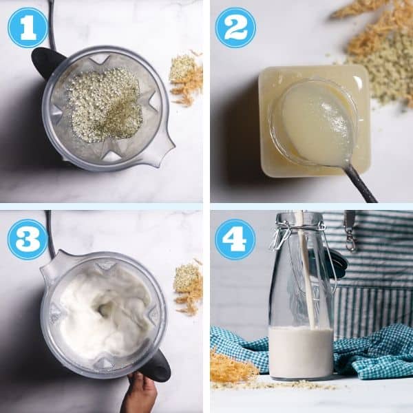 step by step photos of making homemade vegan milk