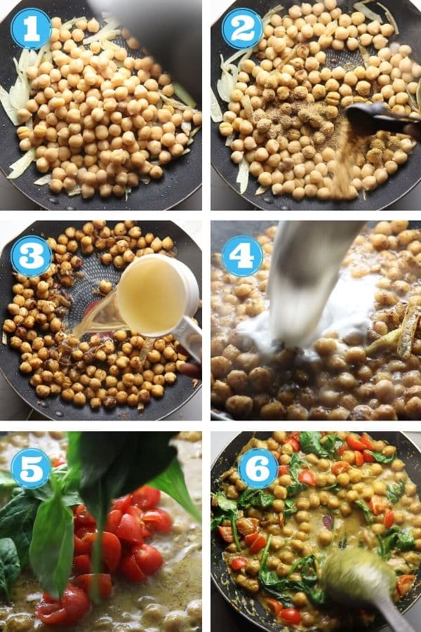 step by step photo of making chickpea curry