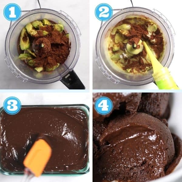 4 grid step by step of making vegan ice cream