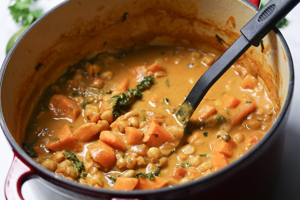 One Pot Sweet Potato Chickpea Curry - Vegan With Curves