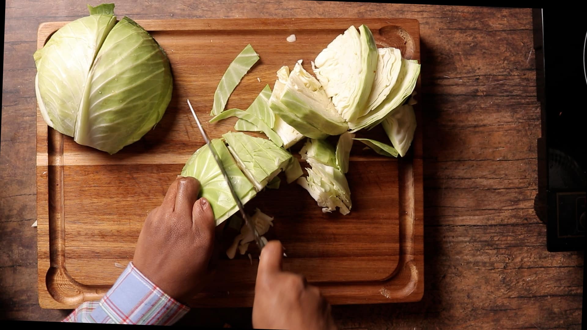 photo of step 1 of cabbage being chopped