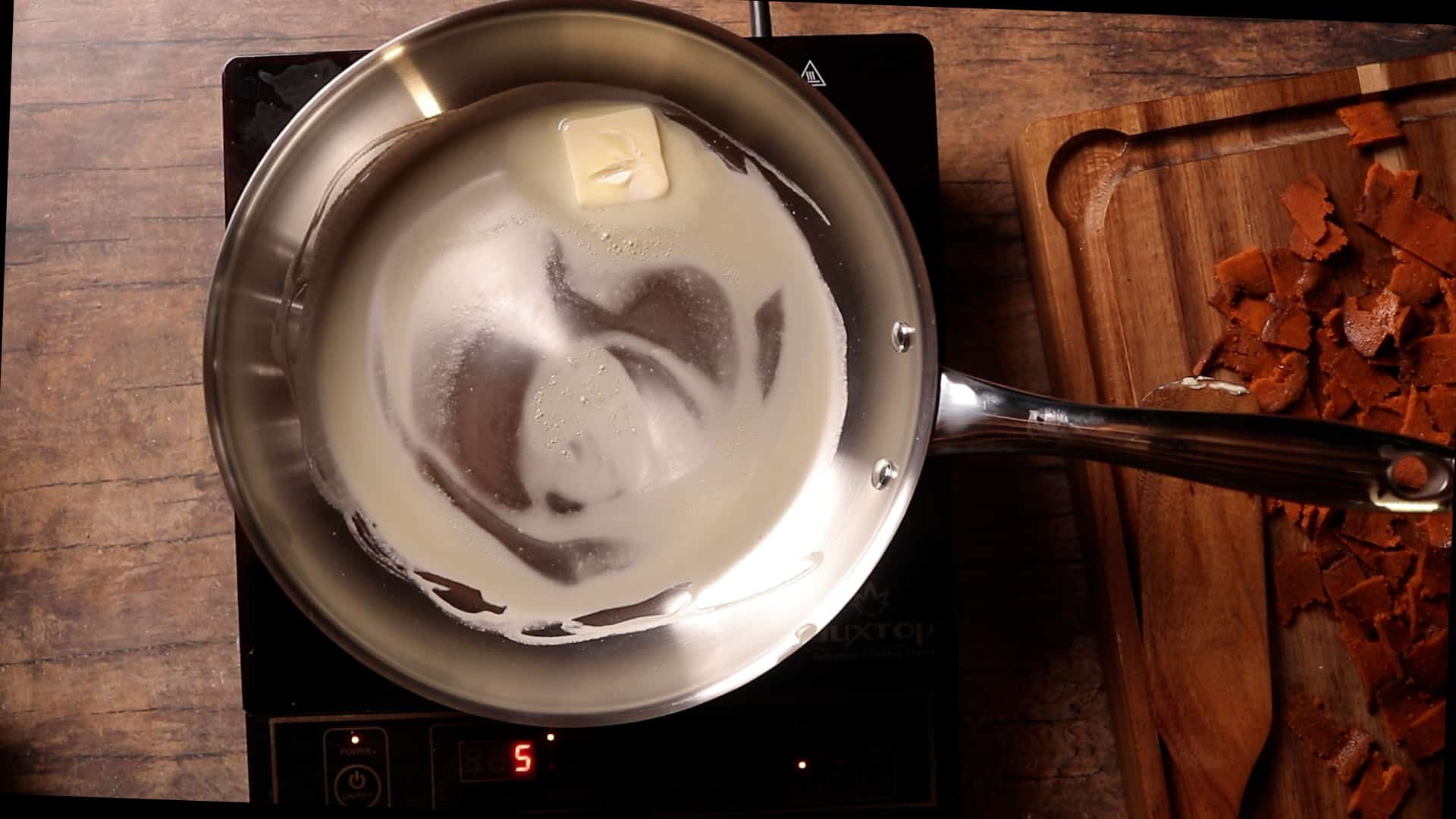photo of step 3 where butter is being added to a pan