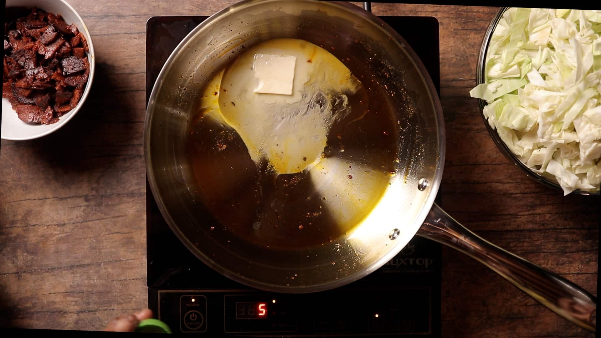 photo of step 5 where vegan butter is added to a pan