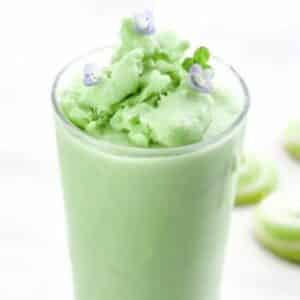 green shamrock ice smoothie in a glass