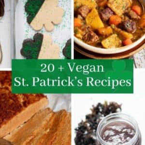 4 grid photo of vegan St. Patrick day recipes