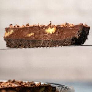 a slice of chocolate tart