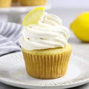 lemon cupcake with frosting on top