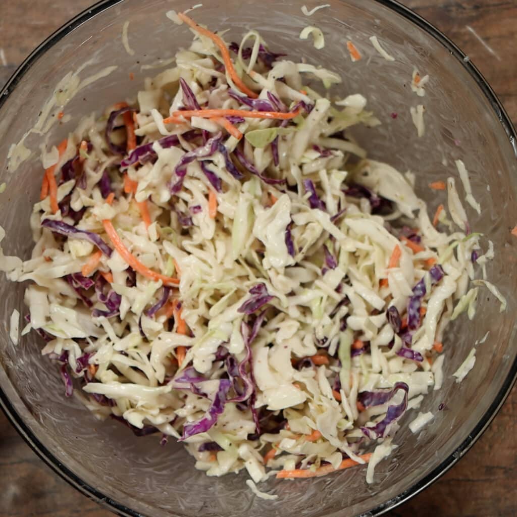 mixed coleslaw in a bowl