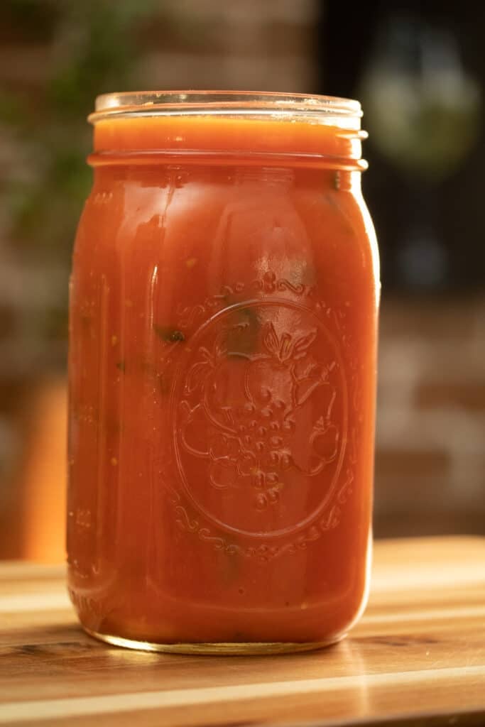 tomato sauce in a mason jar