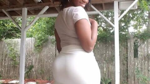 Gina Marie in a tight white skirt