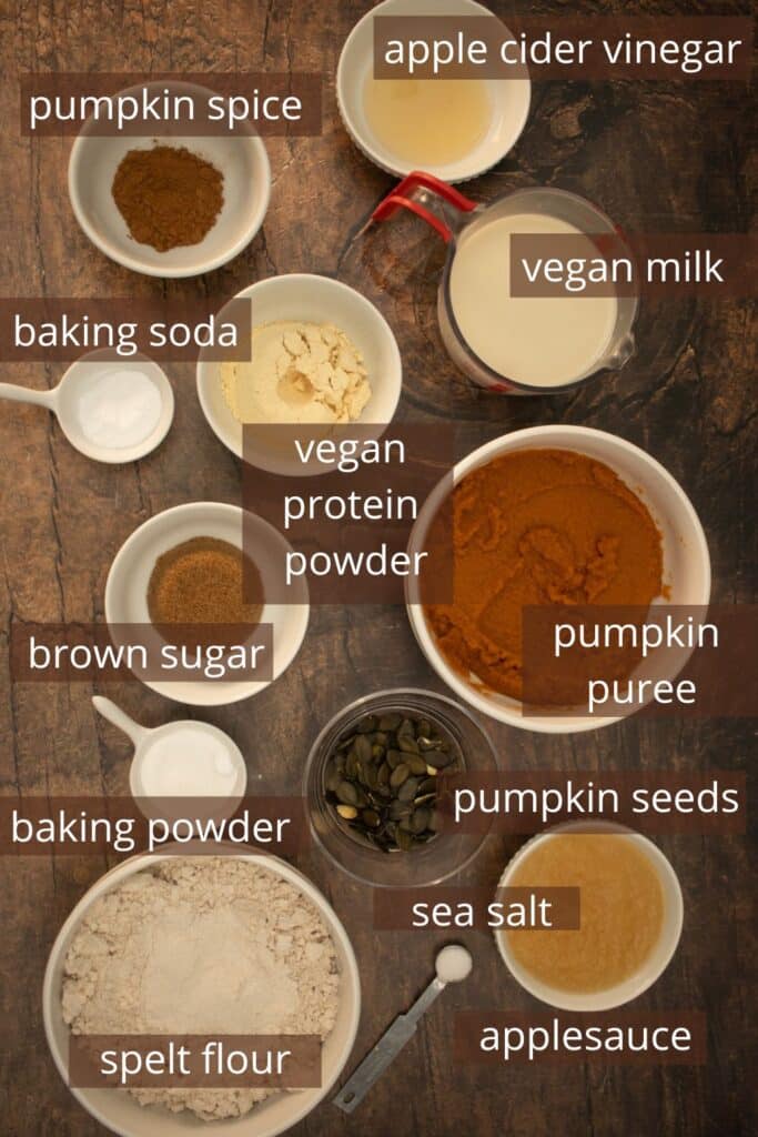 picture of ingredients for protein pumpkin muffins