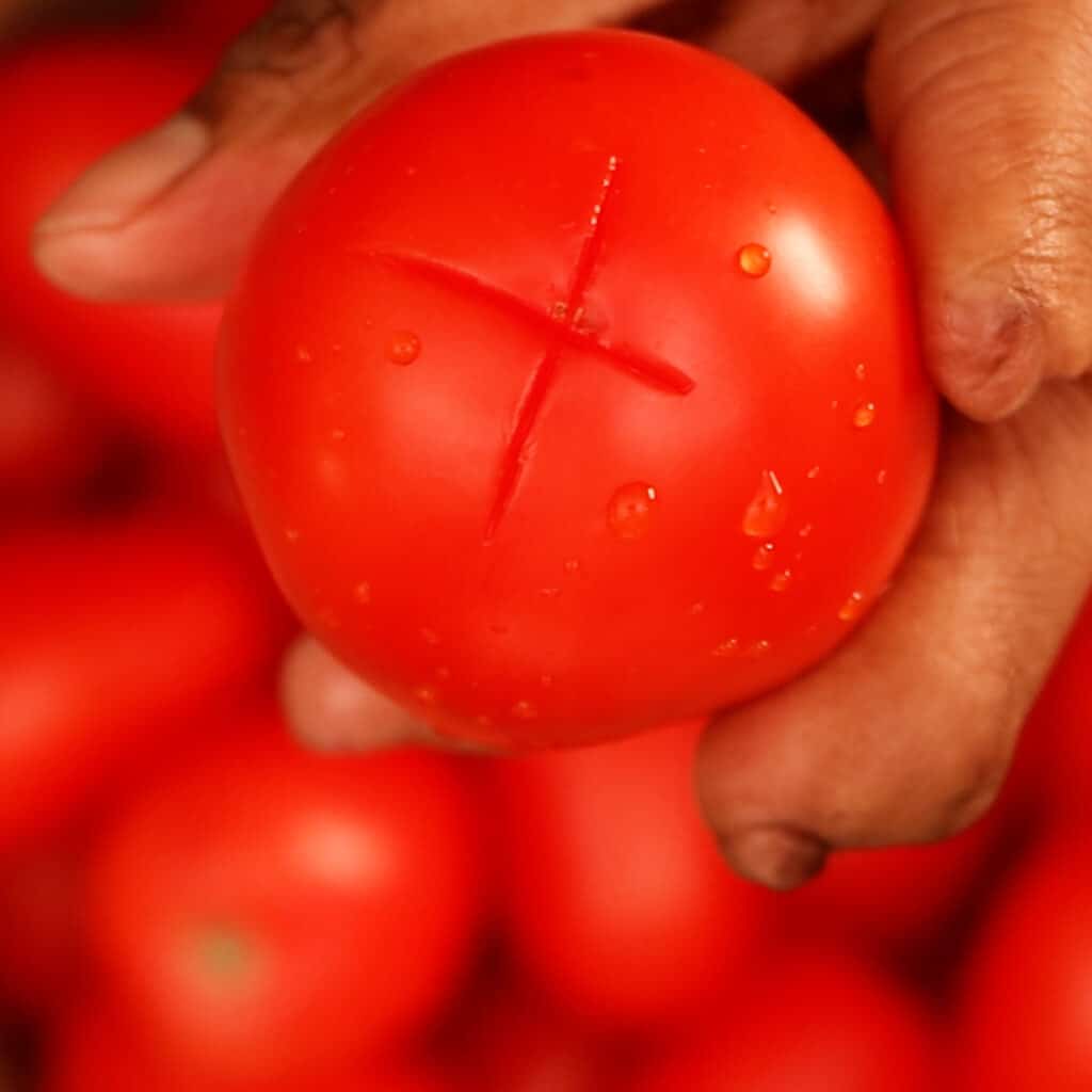 up close photo of cut tomato