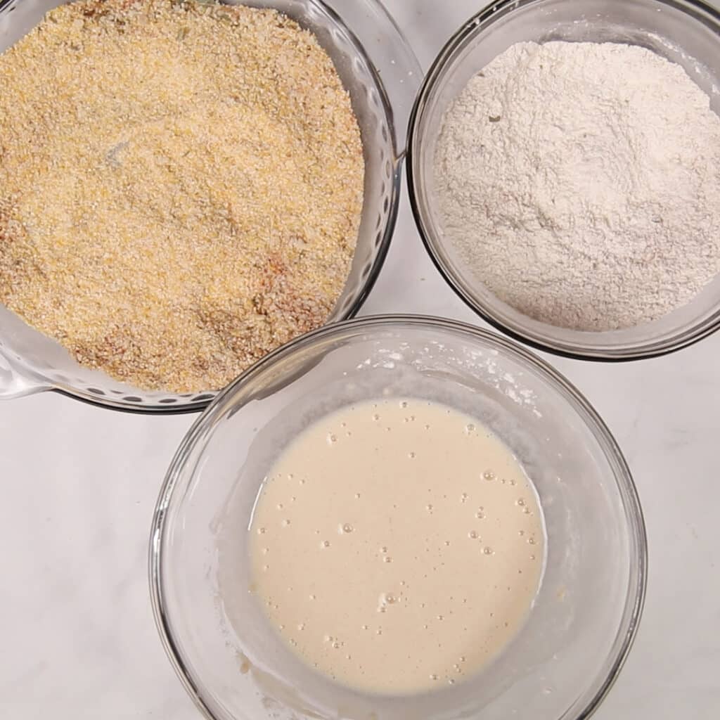 3 bowls of flour batter