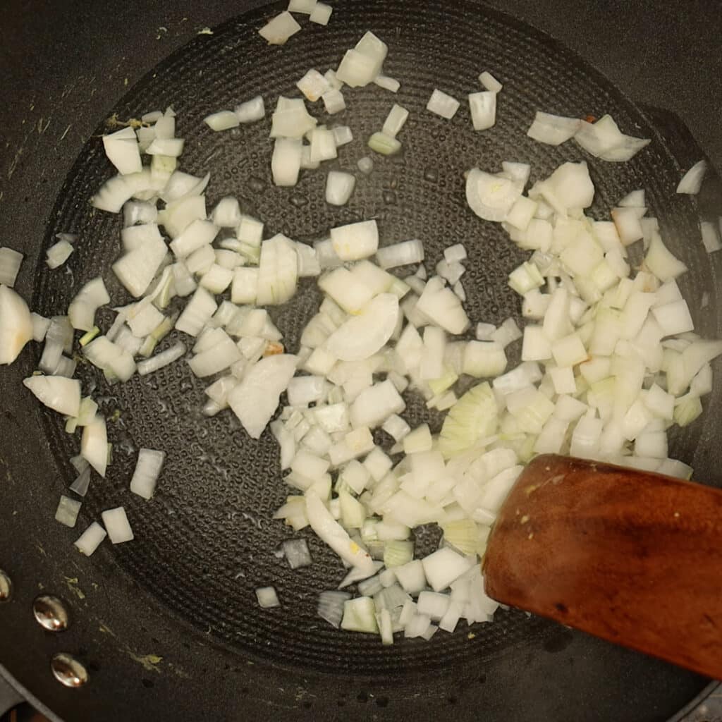 sauté onions in a wok