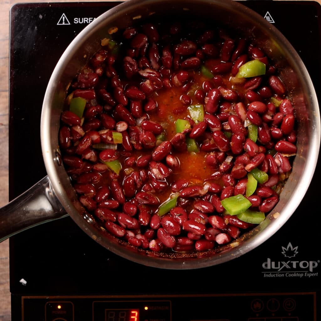 add red beans in a saucepan