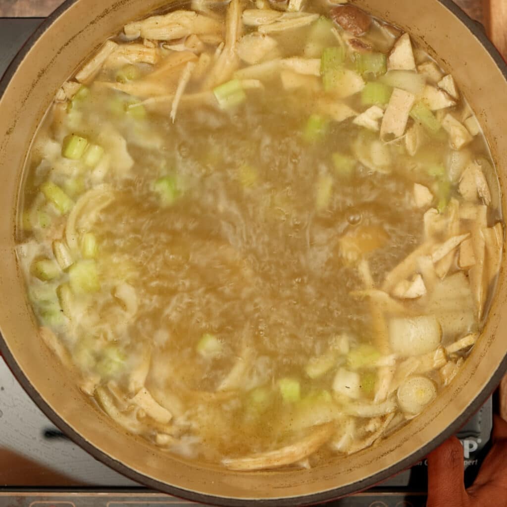 broth simmering in a pot