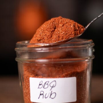 BBQ Spice Seasoning being scooped from mason jar on a spoon