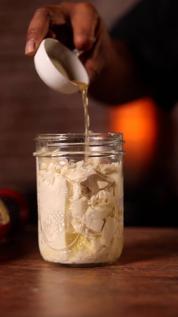 all other ingredients like oil, lemon juice, going in jar