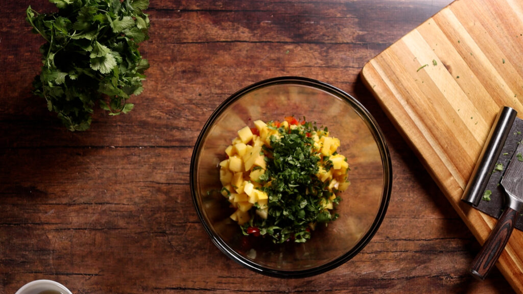 chopped up ingredients in a mixing bowl