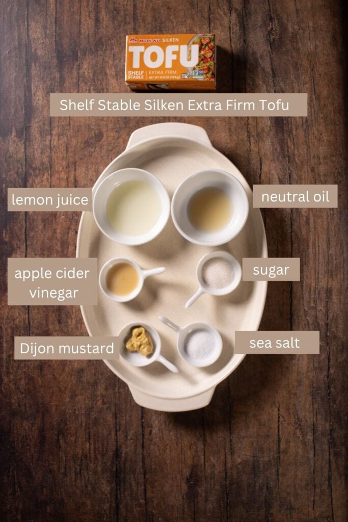 ingredients prepped for egg free mayo